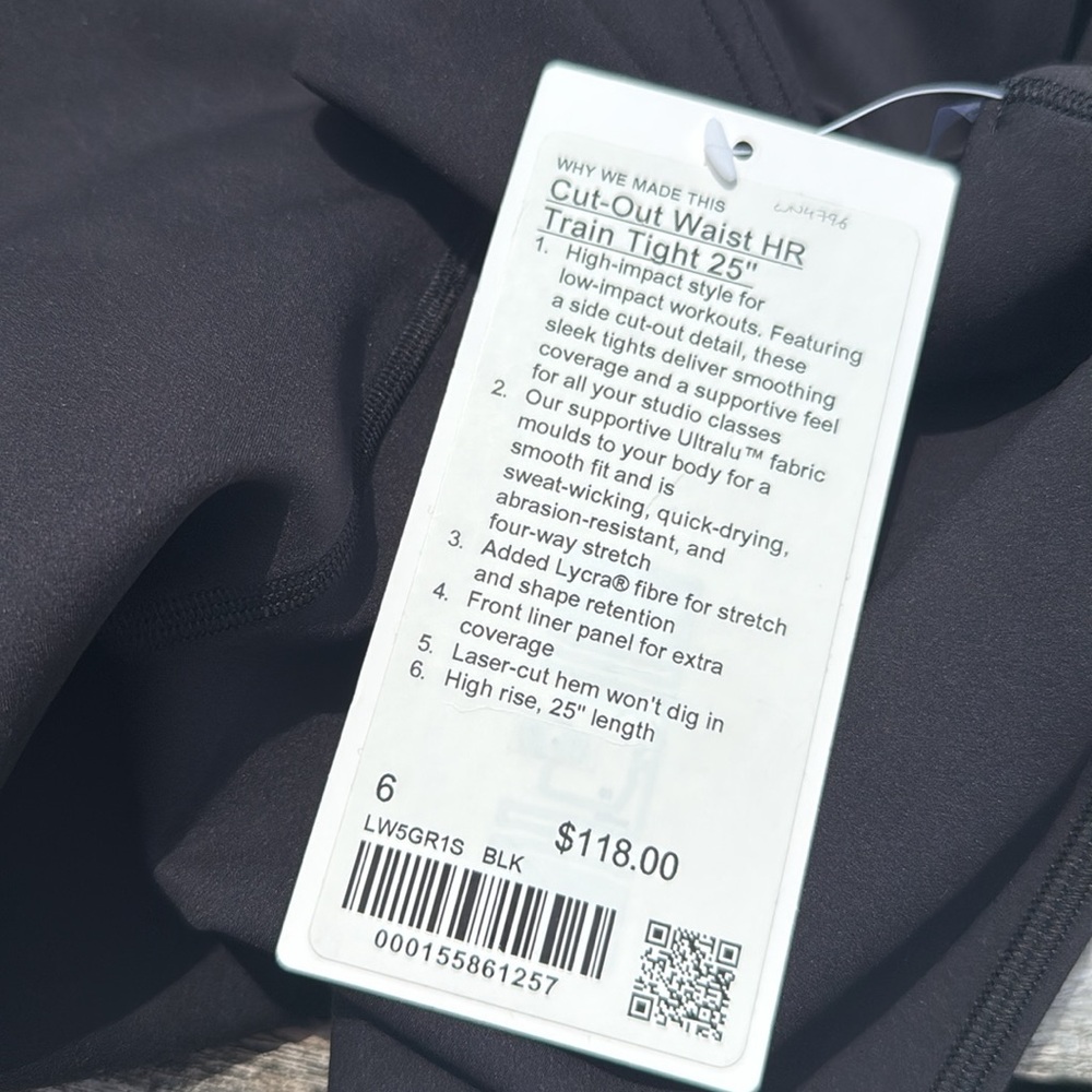 Lululemon Cut-Out Waist High-Rise Train Tight 25"
Black size 6 NWT - Picture 6 of 6